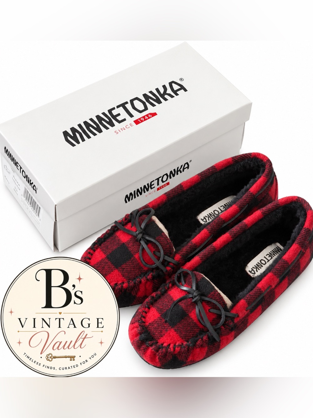 Women’s Minnetonka Buffalo Plaid Size 8WW